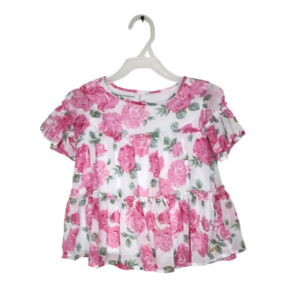 Juicy Couture Other - Juicy Couture Floral Pink White Blouse Sz 3T